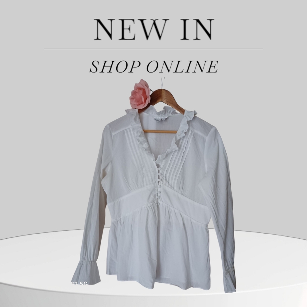 White Ruffled Women's Top